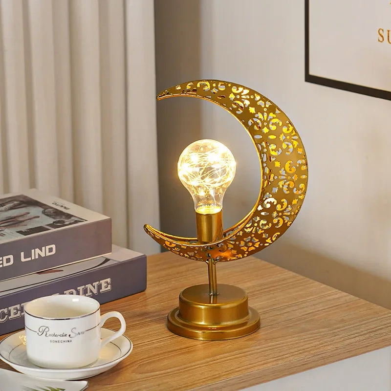 Ramadan Desk Lamp Led Moon Lamp Decoration for Home Metal Ramadan Kareem Light Decoration Eid Mubarak Muslim Eid Al Adha Gifts