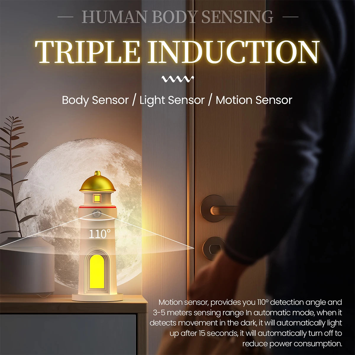 Moon Lamp Projector Night Lights with Remote Control Lighthouse Atmosphere Decor Light for Kids Rechargeable Moon Light Galaxy