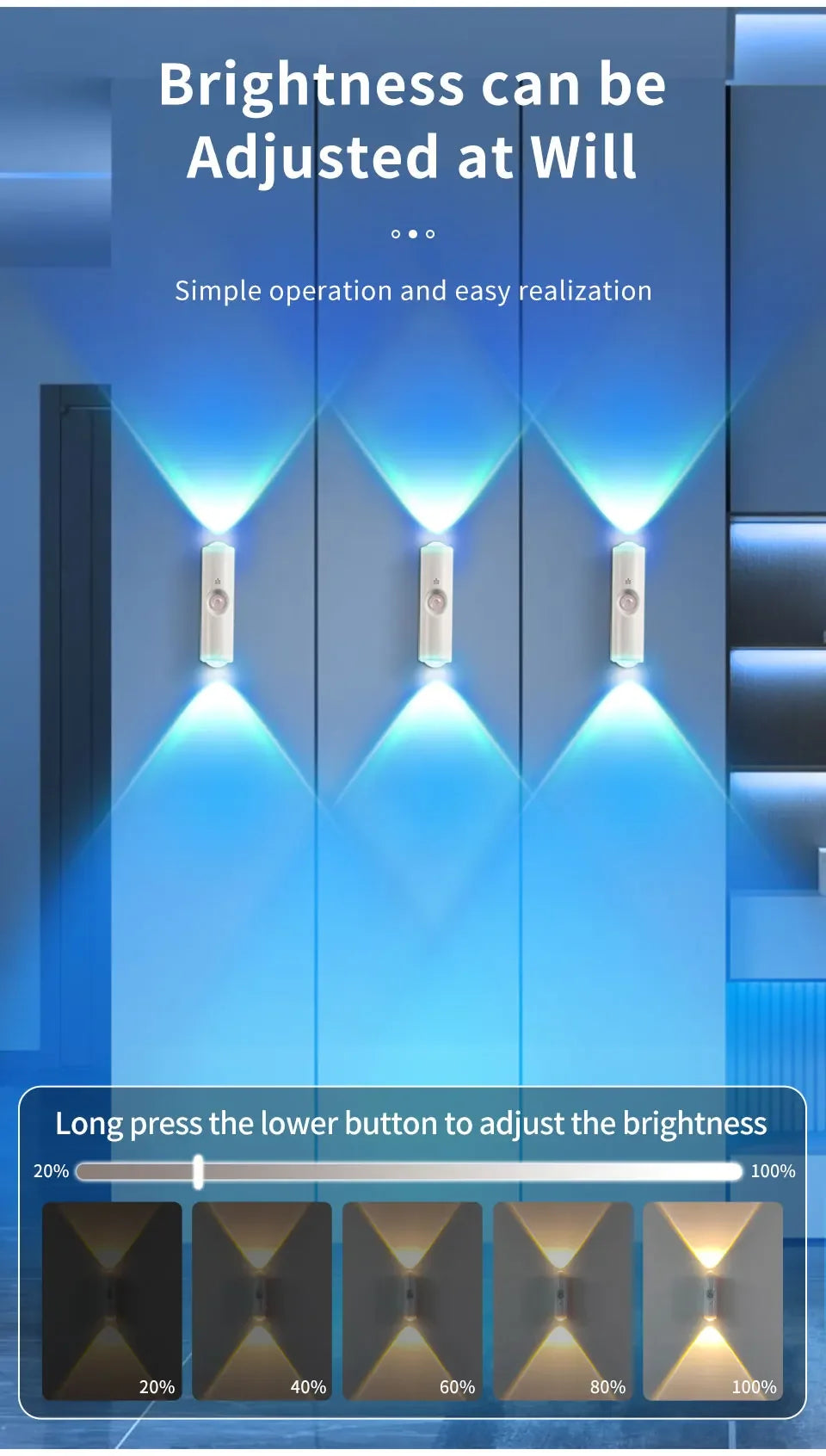 RGB Gradient Ambient Light Rechargeable LED Night Light Motion Sensor Wall Sunset Lamp Dimmable Magnetic Closet Bedroom Lamps