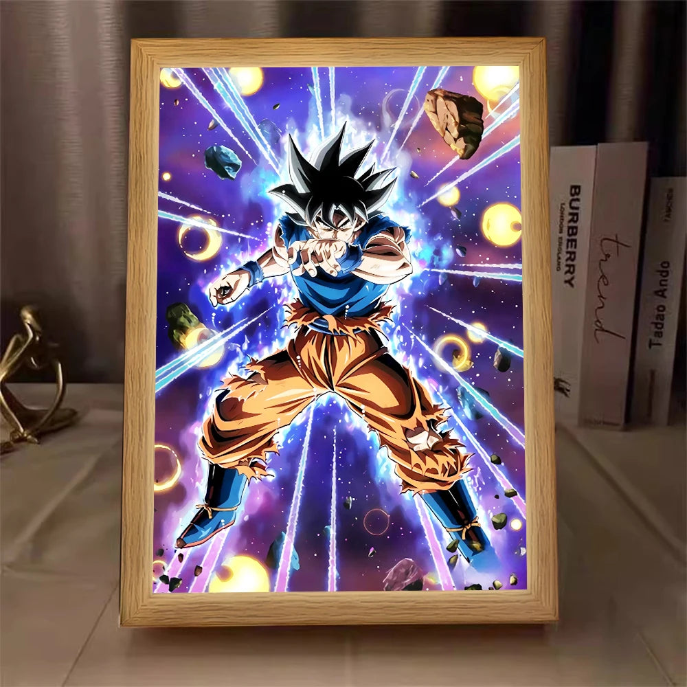 Anime character dragon pearl lamp painting photo frame, Goku Vegeta Led night light bedroom decoration gift moon lamp