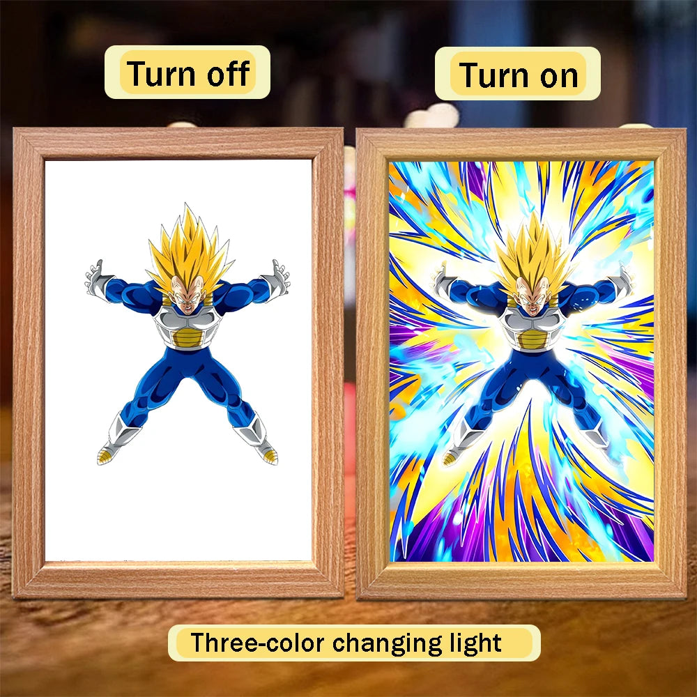 Anime character dragon pearl lamp painting photo frame, Goku Vegeta Led night light bedroom decoration gift moon lamp