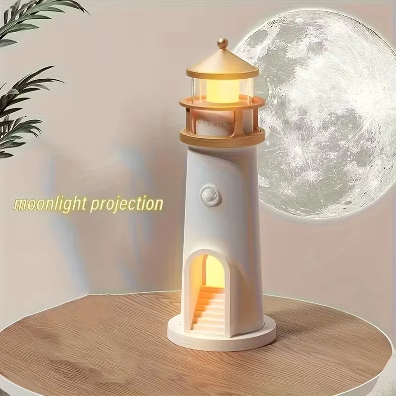 Moon Projection Lights Night Lamp Lighthouse Ambient Holiday LED Lights with Remote Control Desktop Decor Light Christmas Gift