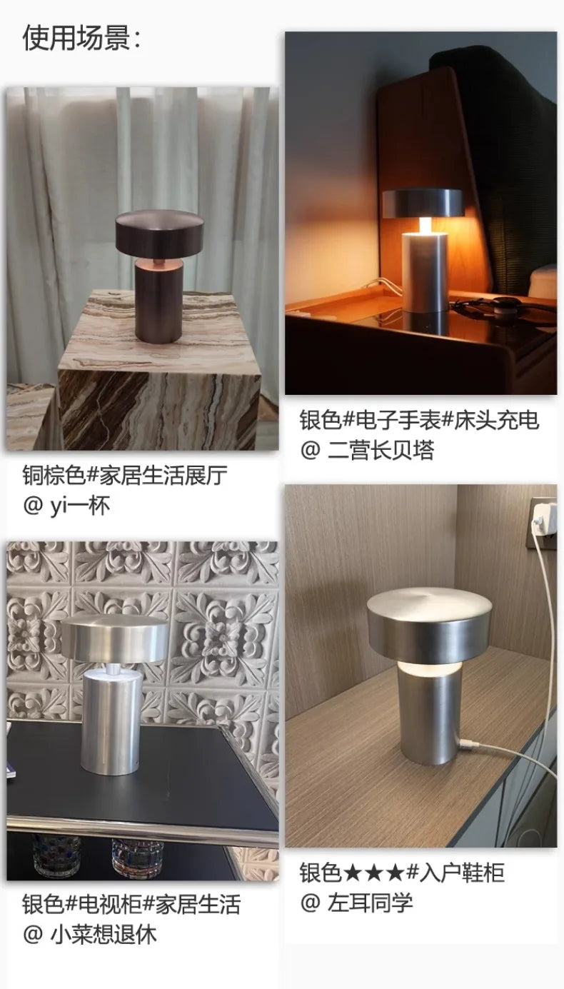 Danish Designer Mushroom Table Lamp with Touch Switch Usb Charging Wireless Modern Simple Atmosphere Desk Light Bar Cafe Bedside