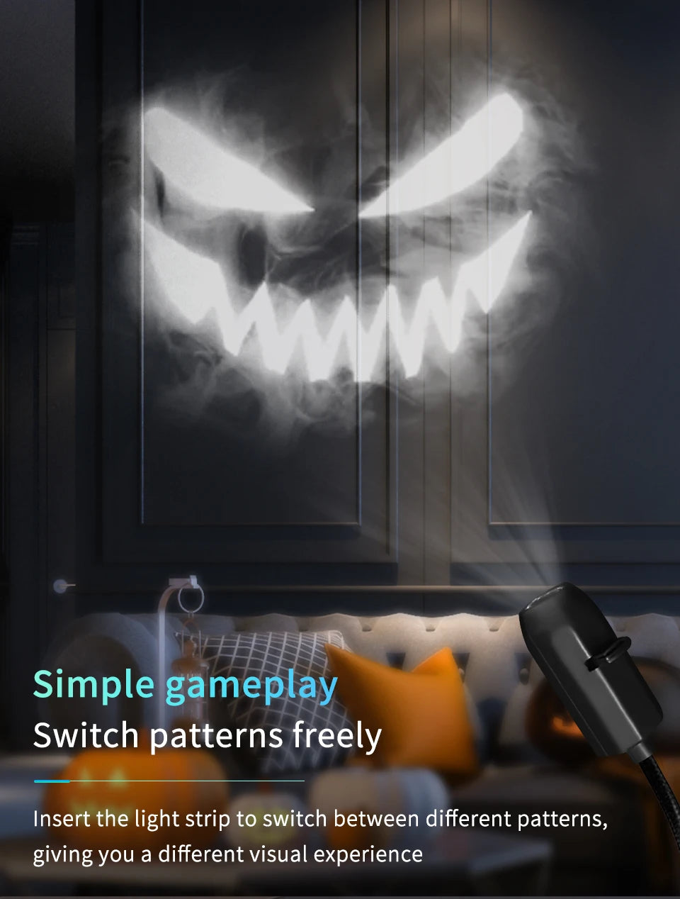 Christmas Halloween Led Projection Lamp Pumpkin Night Light Ceiling Wall Projector Holiday Ornaments USB Moon Atmosphere Light