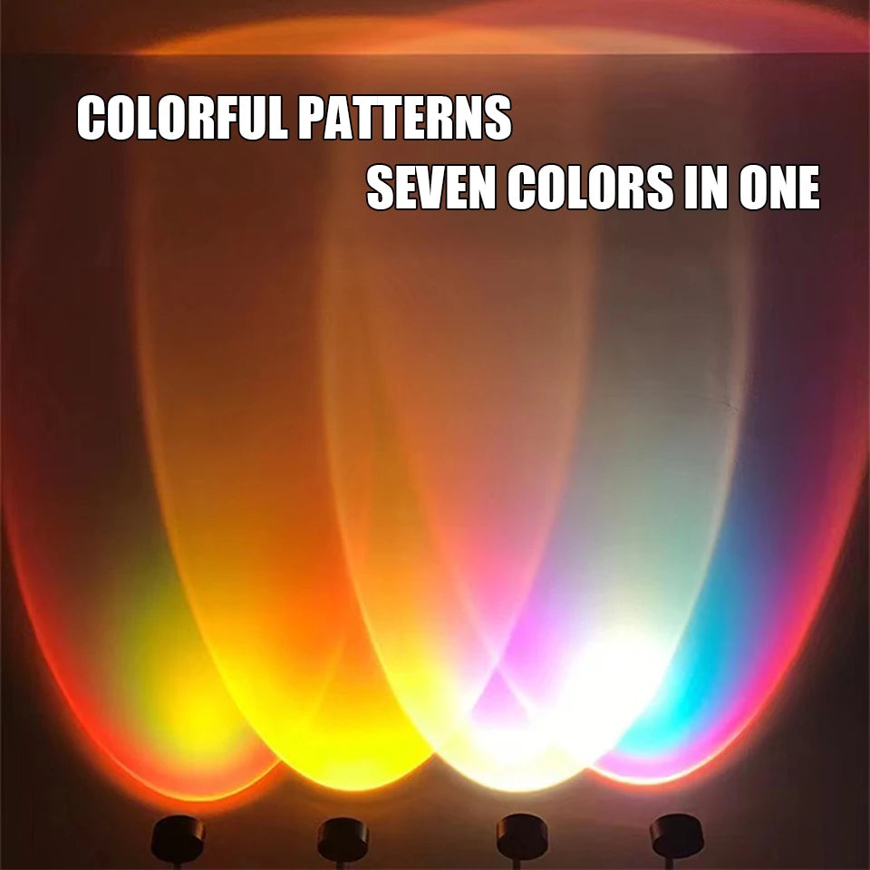Atmosphere Lighting for Bedroom Home Room Decor Gift 1x USB Sunset Lamp LED Rainbow Neon Night Light Projector Photography Wall