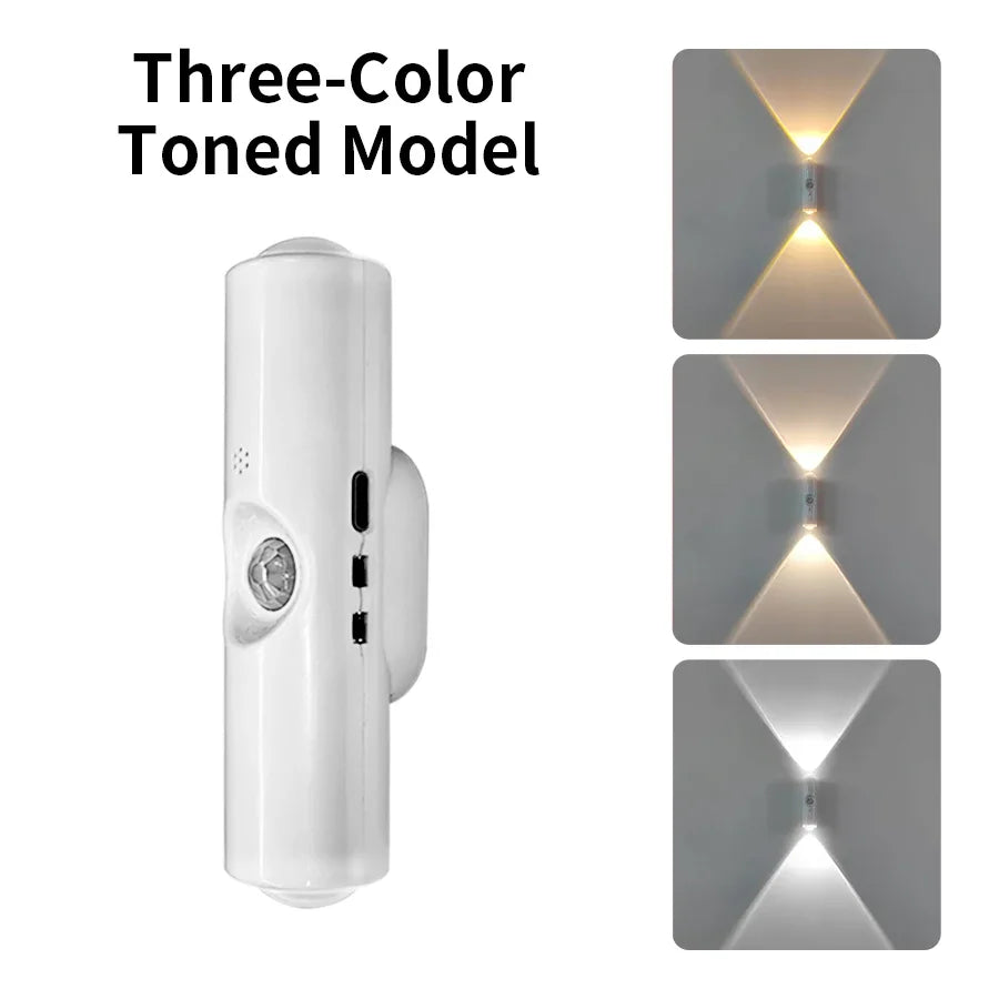 RGB LED Night Lights Double-head Sunset Light Motion Sensor Under Cabinet Lamp USB Charging Magnetic Bedroom Atmosphere Lighting