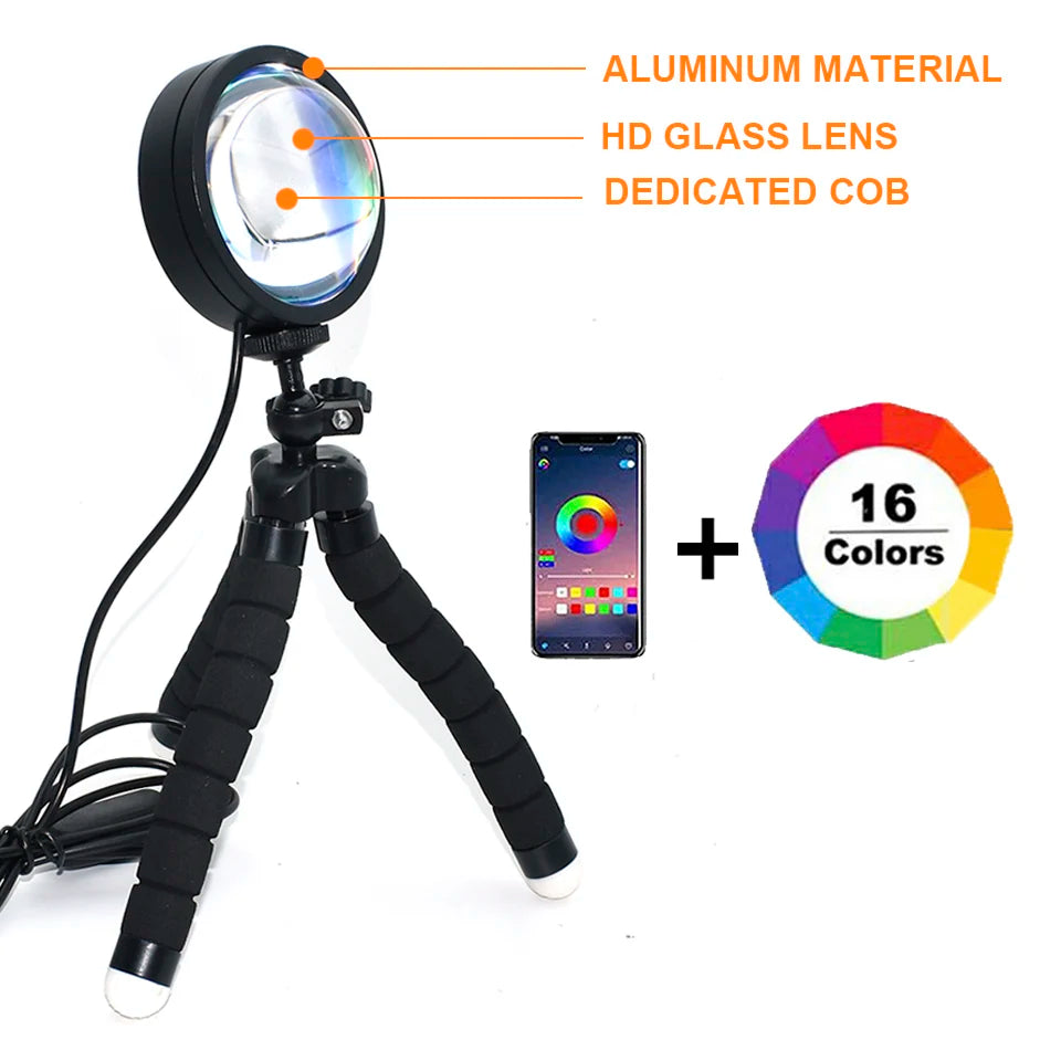 Sponge Tripod Photography Sunset Lamp Led Flexible Octopus USB Projector Night Light Home Decor Room Wall Decoration Lighting 5V