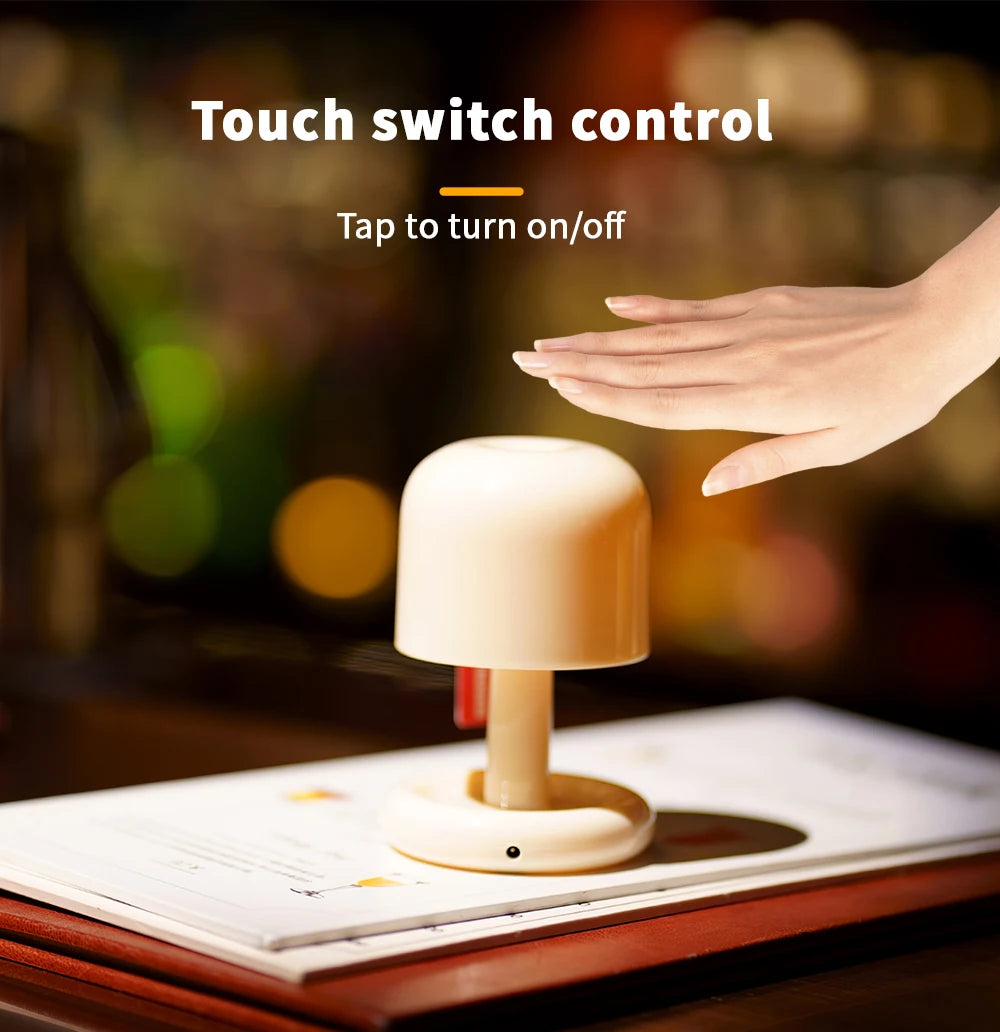 Rechargeable Mushroom Touch Sensor Night Light Creative Sunset Table Lamp For Bedroom Coffee Bar Ambient Mood Desk Night Lamp