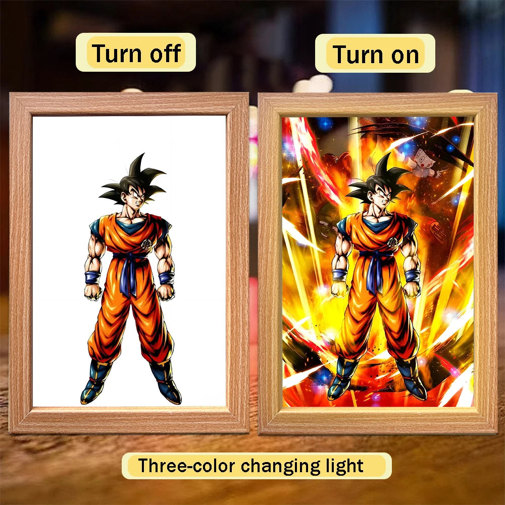 Anime character dragon pearl lamp painting photo frame, Goku Vegeta Led night light bedroom decoration gift moon lamp