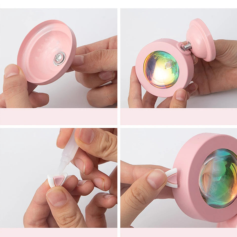 Mini Animal USB Sunset Lamp Led Projector Night Light Table Cat Style Atmosphere Home Bedroom Background Wall Decoration Gift