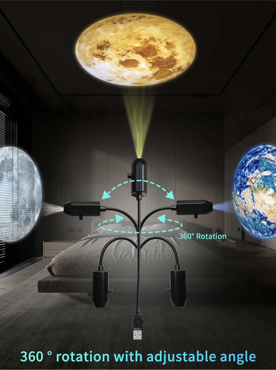 Christmas Halloween Led Projection Lamp Pumpkin Night Light Ceiling Wall Projector Holiday Ornaments USB Moon Atmosphere Light