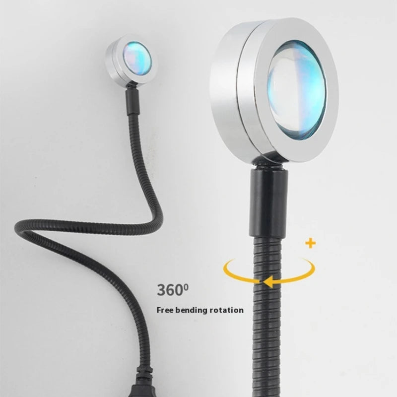 Projection Lamp USB Sunset Rainbow Atmosphere Night Light Sunset Light for Photography Selfie Coffee Store Live Wall Decoration