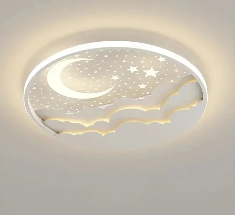 SANDYHA Modern Star Moon Ceiling Lamp Dimmable LED Remote Control Acrylic Lampshade Childrens Bedroom Night Light Kids Room