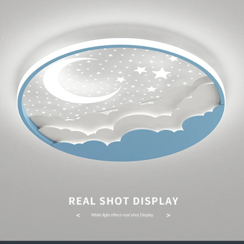 SANDYHA Modern Star Moon Ceiling Lamp Dimmable LED Remote Control Acrylic Lampshade Childrens Bedroom Night Light Kids Room