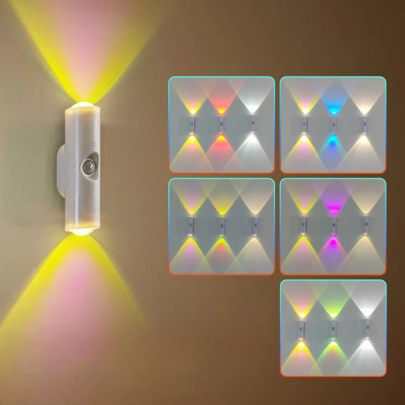Magnetic Rechargeable LED Night Light RGB Sunset Lamp Wireless Wall Lamp With Motion Sensor For Stair Cabinet Hallway Room Decor