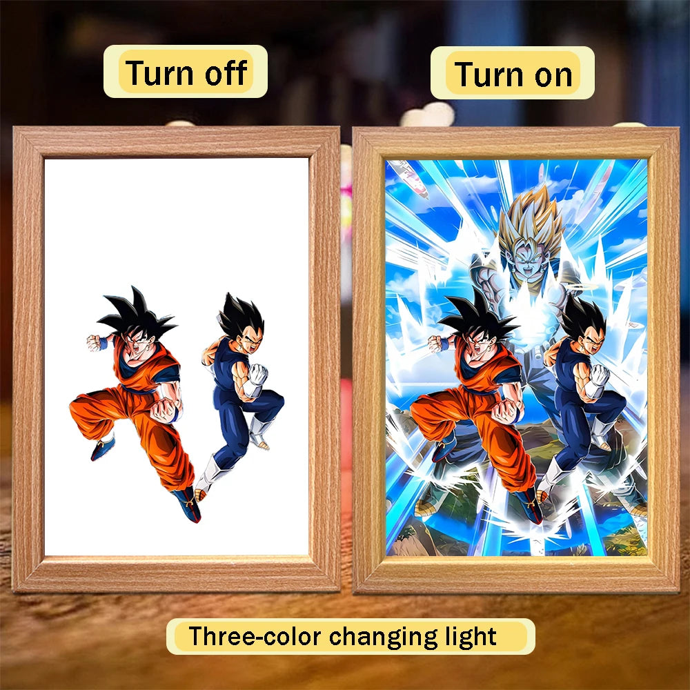 Anime character dragon pearl lamp painting photo frame, Goku Vegeta Led night light bedroom decoration gift moon lamp