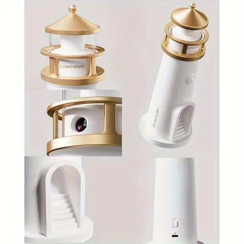 Moon Projection Lights Night Lamp Lighthouse Ambient Holiday LED Lights with Remote Control Desktop Decor Light Christmas Gift