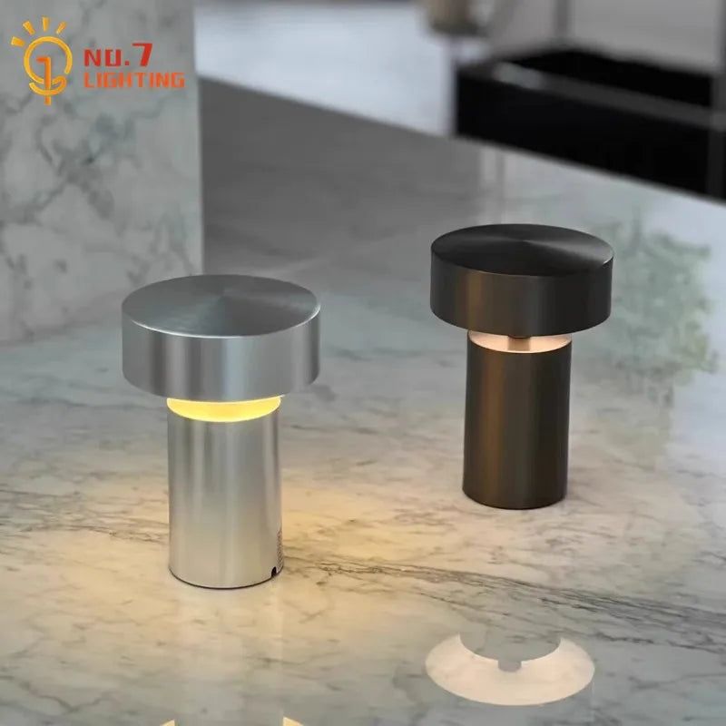 Danish Designer Mushroom Table Lamp with Touch Switch Usb Charging Wireless Modern Simple Atmosphere Desk Light Bar Cafe Bedside