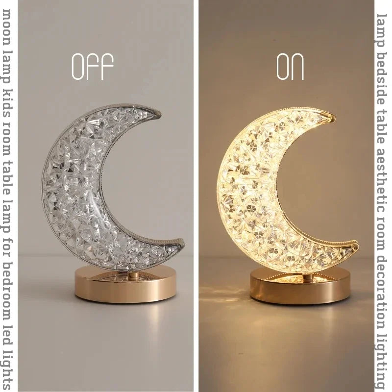 1-2PCS Bedroom 3Color Touch Dimming Night Light Girls Kids Room Home Decor Bedside LED Ambient Table Moon Stars Atmosphere Lamp