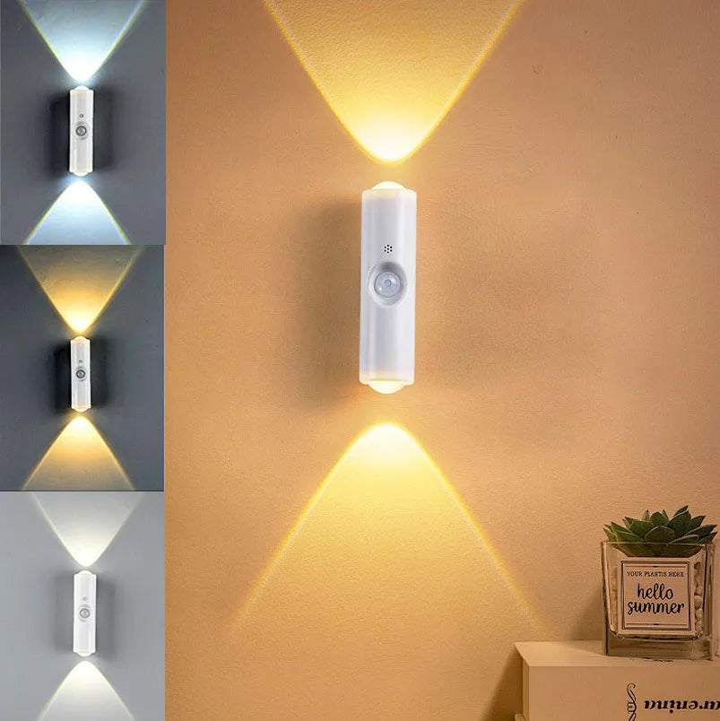 Magnetic Rechargeable LED Night Light RGB Sunset Lamp Wireless Wall Lamp With Motion Sensor For Stair Cabinet Hallway Room Decor
