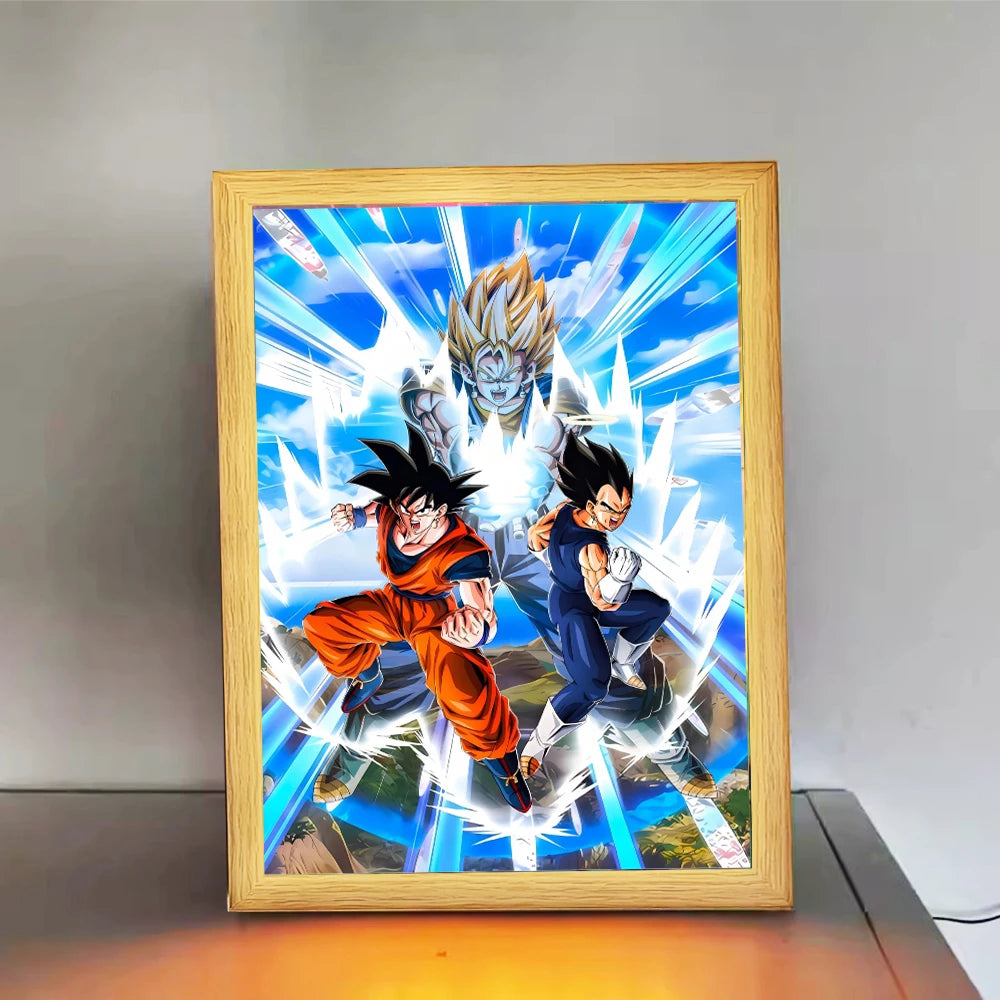 Anime character dragon pearl lamp painting photo frame, Goku Vegeta Led night light bedroom decoration gift moon lamp