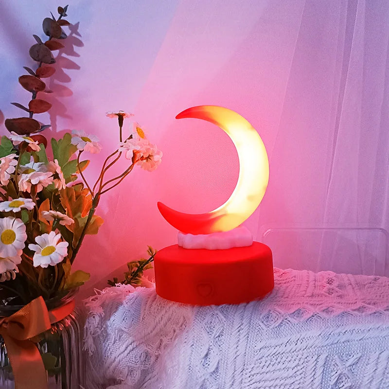 Creative Romantic Crescent Moon Night Light LED Bedside Decorative Table Lamp Living Room Luminous Toy Decorations Birthday Gift