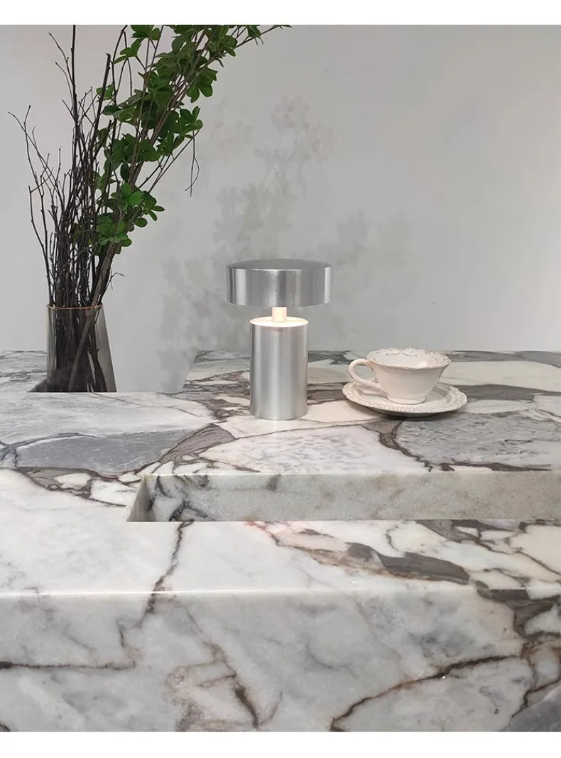 Danish Designer Mushroom Table Lamp with Touch Switch Usb Charging Wireless Modern Simple Atmosphere Desk Light Bar Cafe Bedside