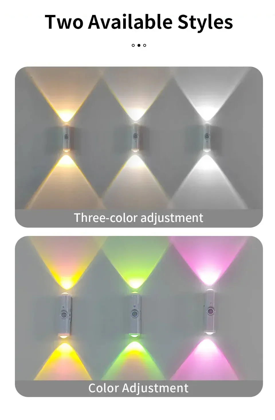 RGB Gradient Ambient Light Rechargeable LED Night Light Motion Sensor Wall Sunset Lamp Dimmable Magnetic Closet Bedroom Lamps