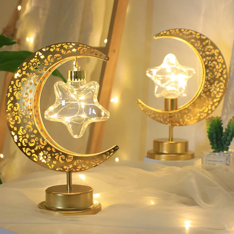 Ramadan Desk Lamp Led Moon Lamp Decoration for Home Metal Ramadan Kareem Light Decoration Eid Mubarak Muslim Eid Al Adha Gifts