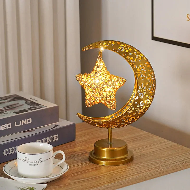 Ramadan Desk Lamp Led Moon Lamp Decoration for Home Metal Ramadan Kareem Light Decoration Eid Mubarak Muslim Eid Al Adha Gifts