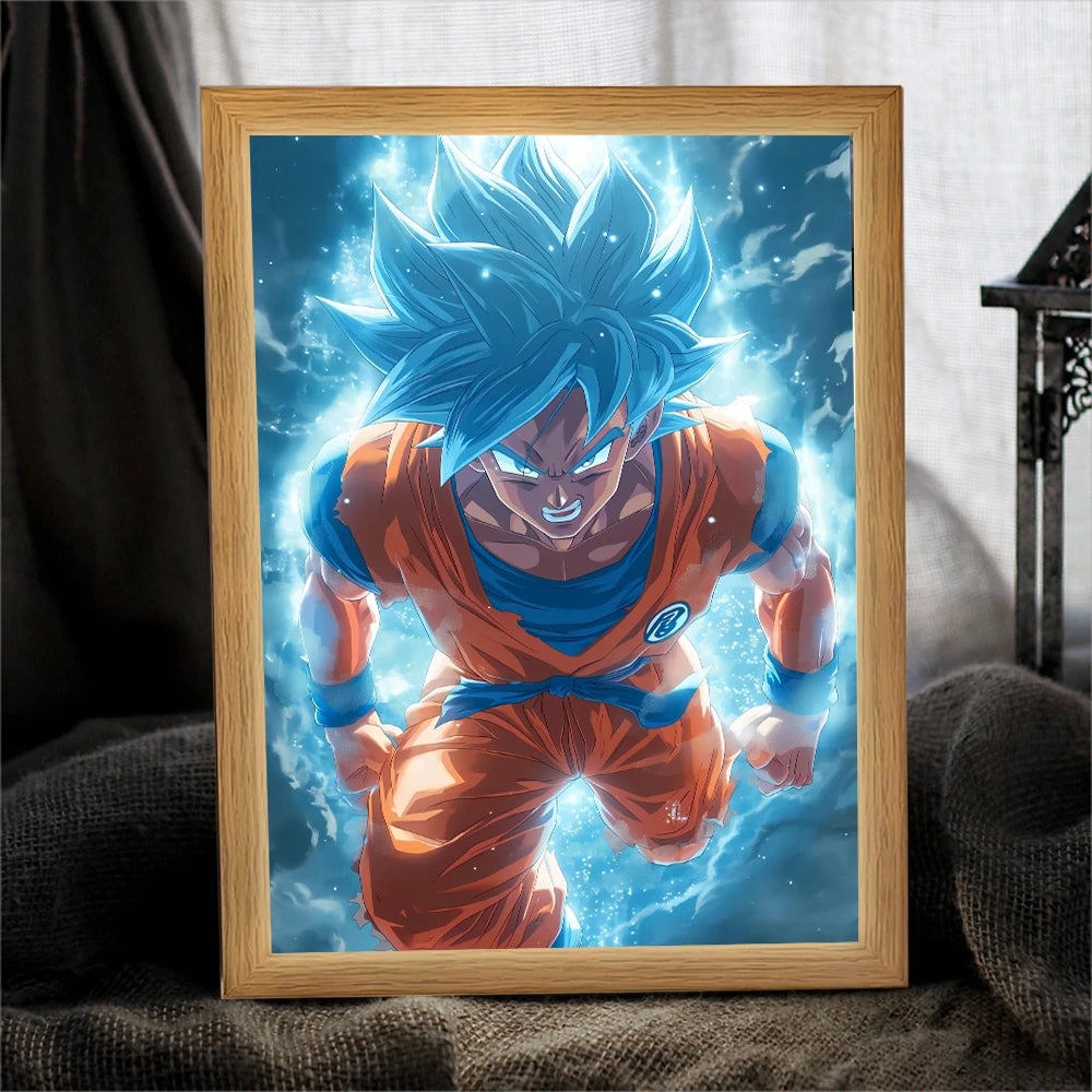 Anime character dragon pearl lamp painting photo frame, Goku Vegeta Led night light bedroom decoration gift moon lamp