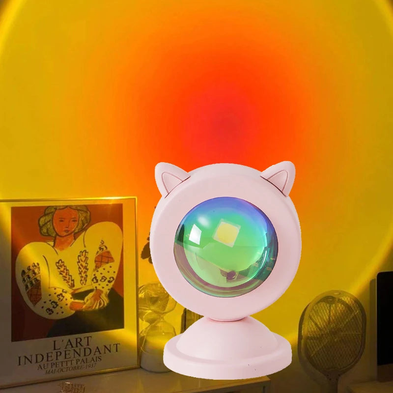 Mini Animal USB Sunset Lamp Led Projector Night Light Table Cat Style Atmosphere Home Bedroom Background Wall Decoration Gift