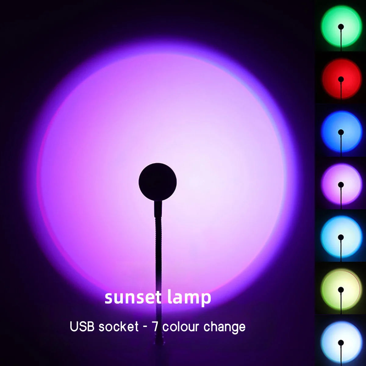 USB Charging LED Sunset Light Colorful Neon Night Light Projector Photo Bedside Wall Lamp Atmosphere Decorative Lamp
