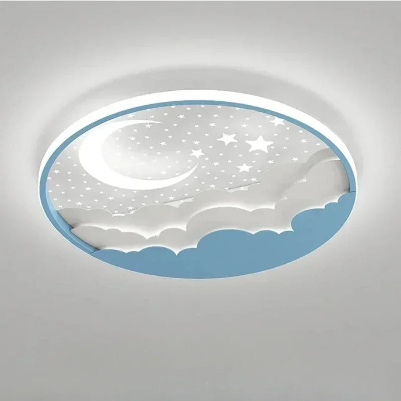 SANDYHA Modern Star Moon Ceiling Lamp Dimmable LED Remote Control Acrylic Lampshade Childrens Bedroom Night Light Kids Room
