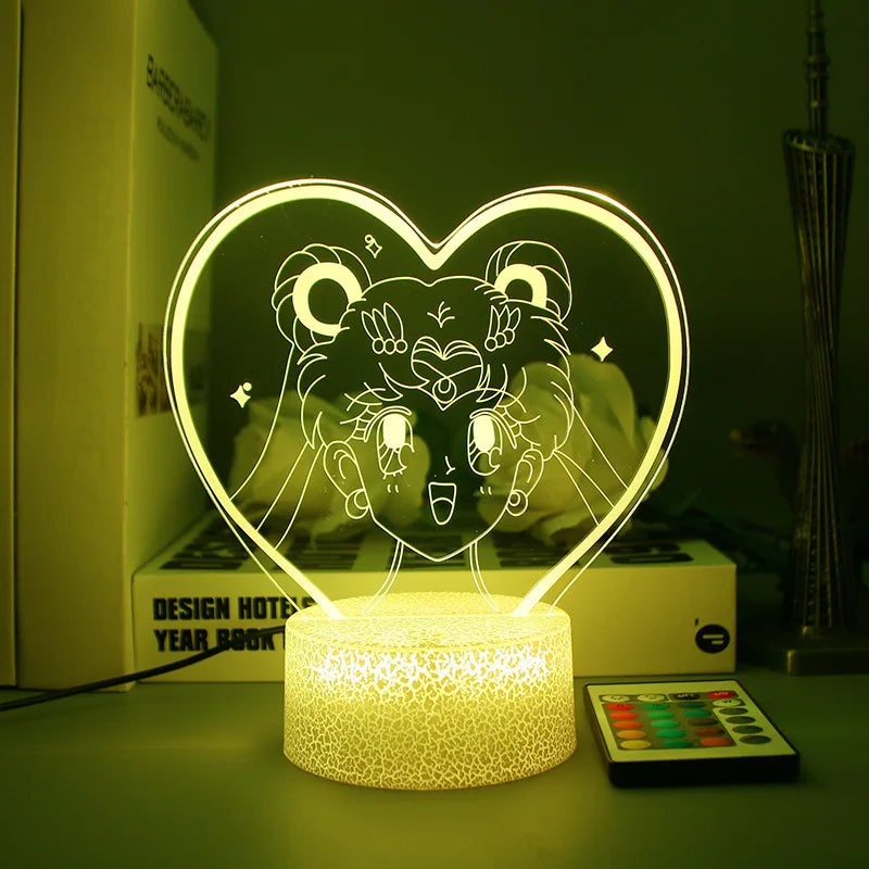 Sailor Moon Tsukino Usagi 3D Led Night Light Anime Cartoon Lamp Home Room Acrylic Lamp Desk Decor for Kids Illusion Novelty Gift