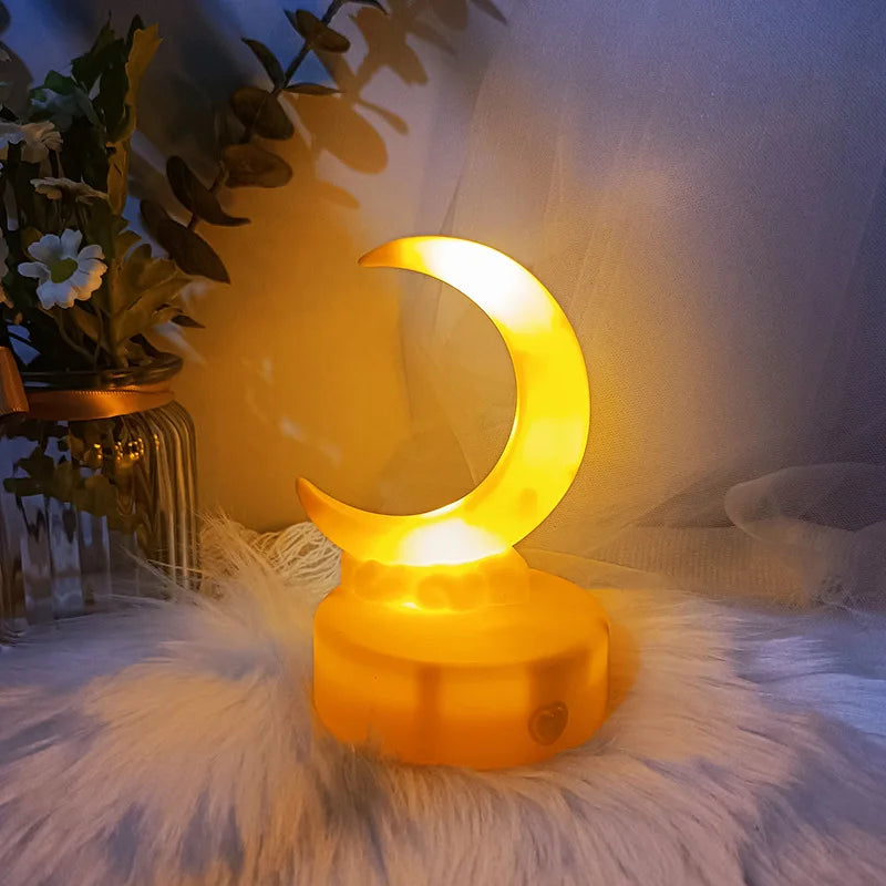 Creative Romantic Crescent Moon Night Light LED Bedside Decorative Table Lamp Living Room Luminous Toy Decorations Birthday Gift