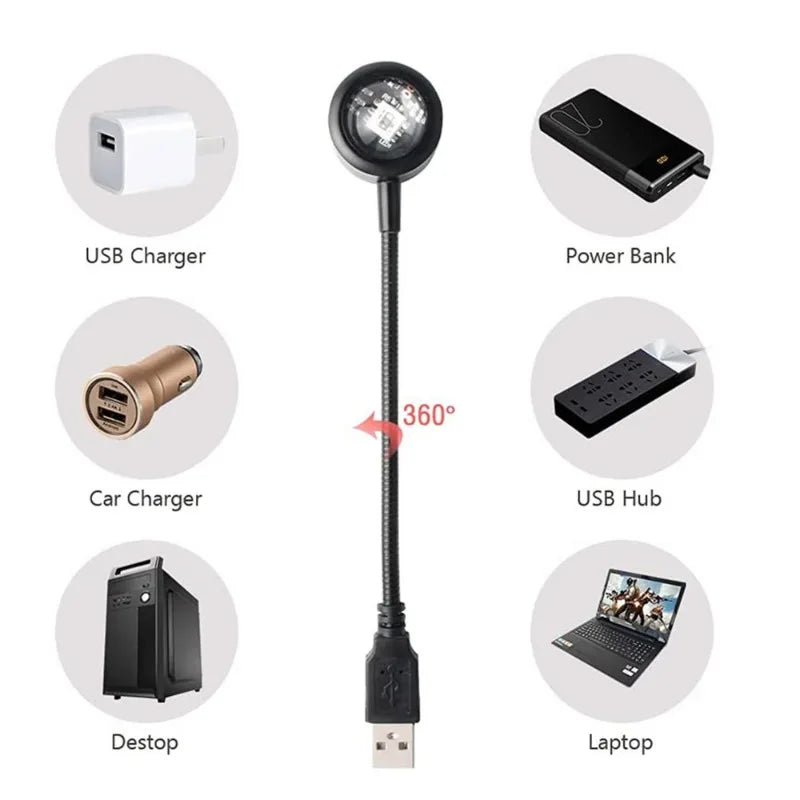 USB Sunset Lamp LED Rainbow Neon Night Light Projector Photography Wall Atmosphere Lighting for Bedroom Home Room Decor Gift