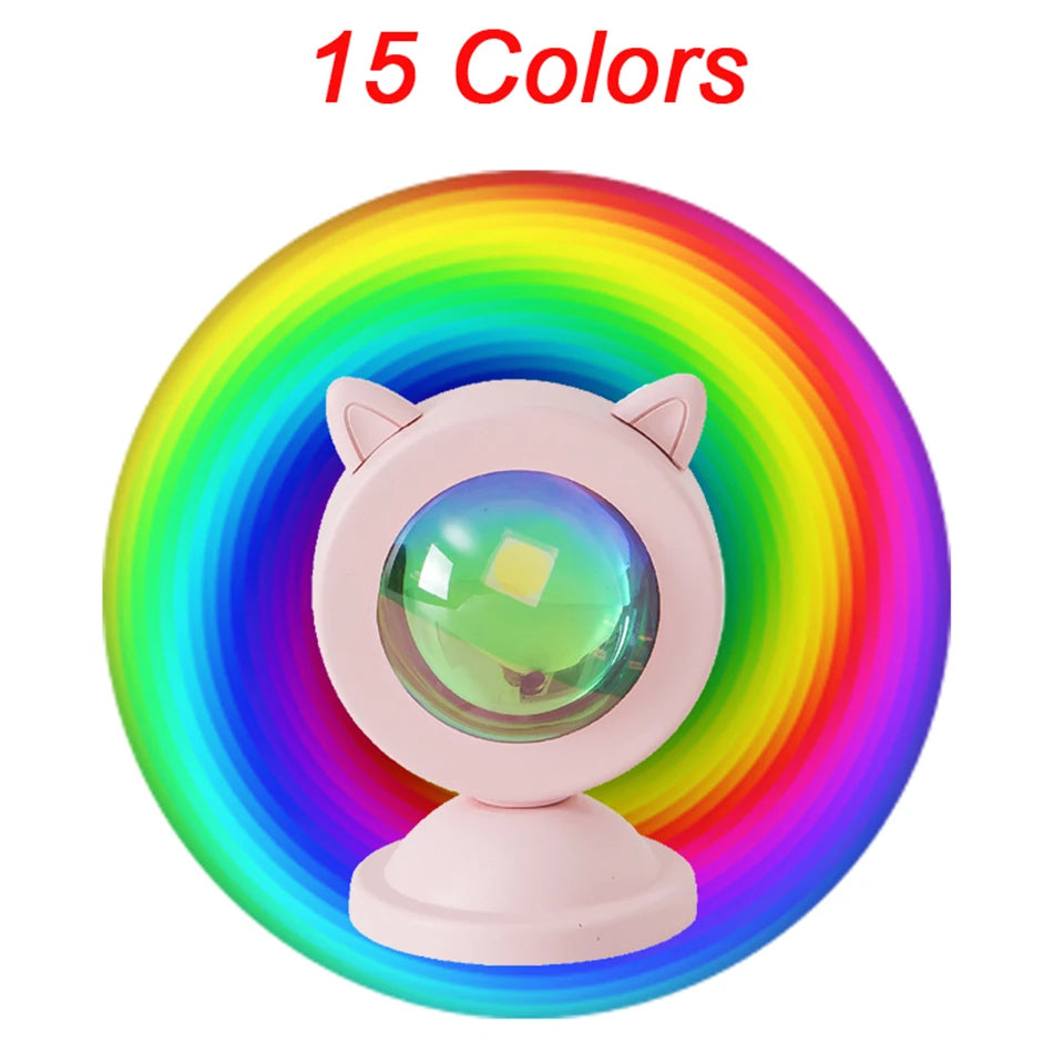 Mini Animal USB Sunset Lamp Led Projector Night Light Table Cat Style Atmosphere Home Bedroom Background Wall Decoration Gift