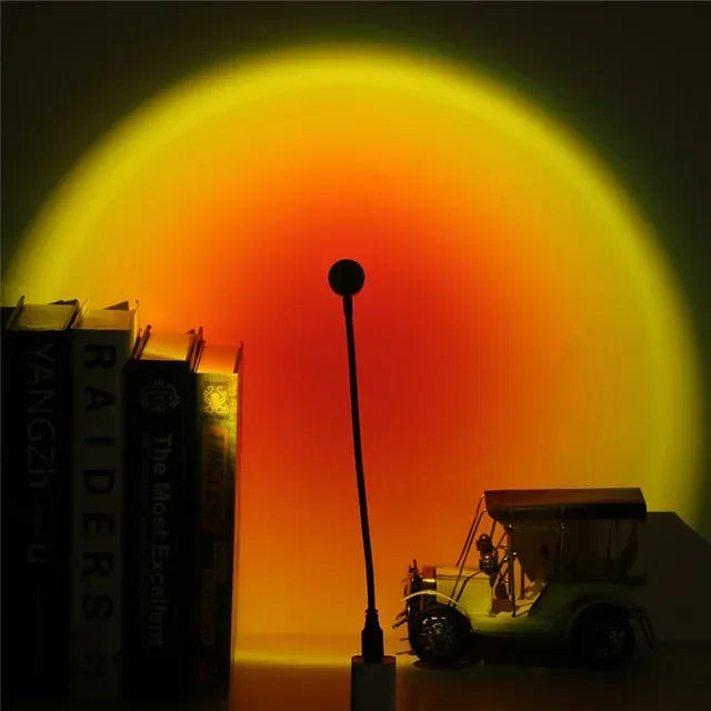 Projection Lamp USB Sunset Rainbow Atmosphere Night Light Sunset Light for Photography Selfie Coffee Store Live Wall Decoration