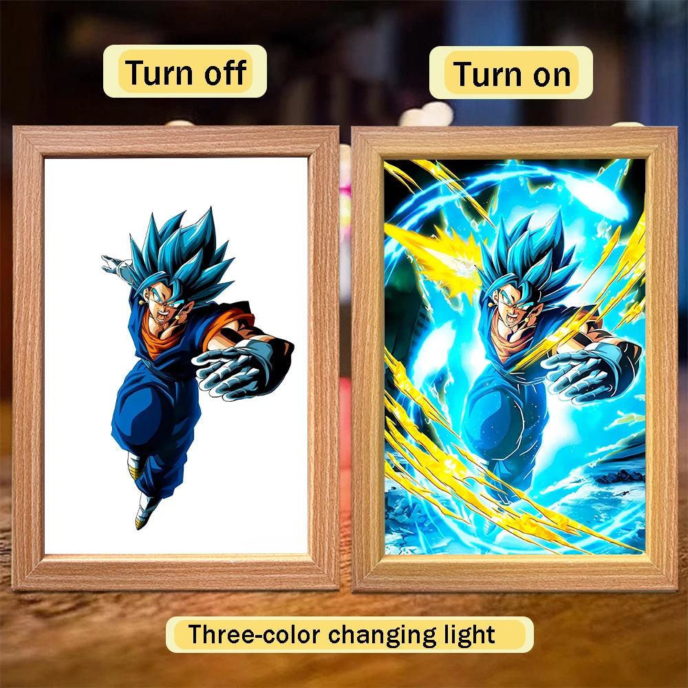 Anime character dragon pearl lamp painting photo frame, Goku Vegeta Led night light bedroom decoration gift moon lamp