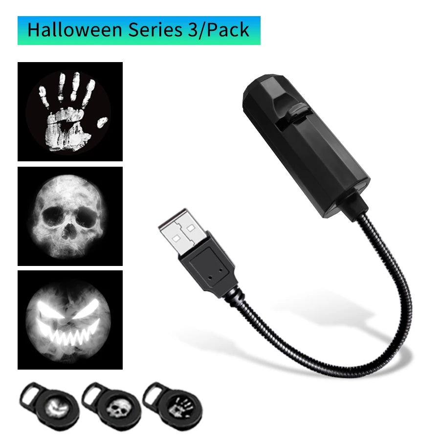 Christmas Halloween Led Projection Moon Lamp USB Night Light for Party Bedroom Holiday Decoration Ceiling Wall Atmosphere Light