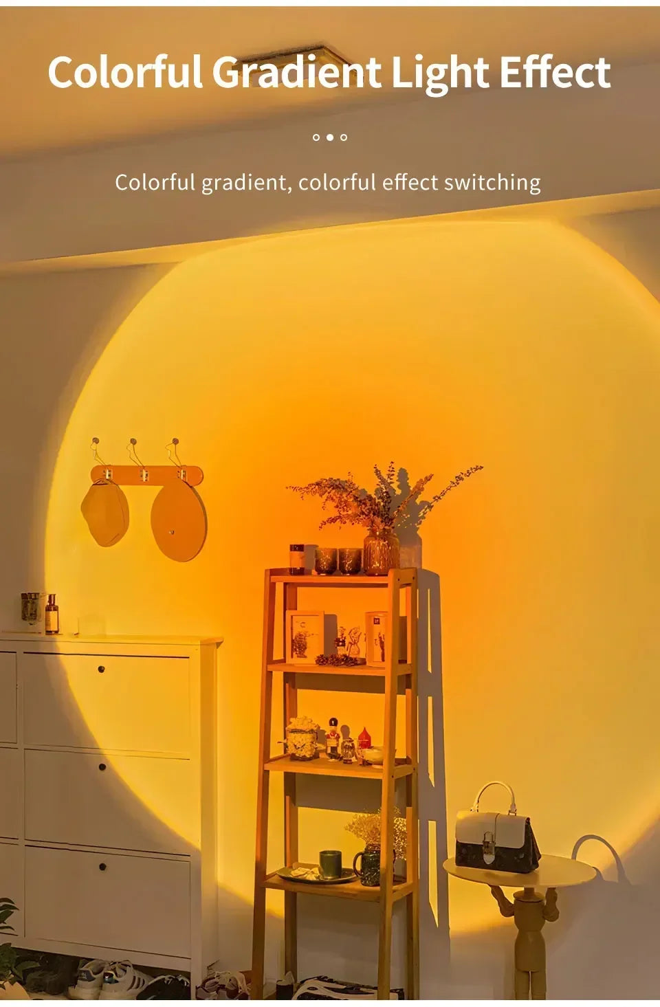 RGB Gradient Ambient Light Rechargeable LED Night Light Motion Sensor Wall Sunset Lamp Dimmable Magnetic Closet Bedroom Lamps