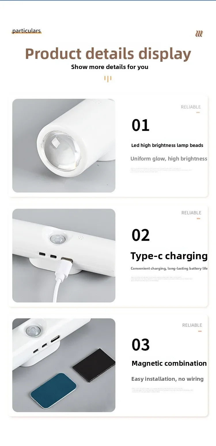 RGB LED Night Lights Double-head Sunset Light Motion Sensor Under Cabinet Lamp USB Charging Magnetic Bedroom Atmosphere Lighting