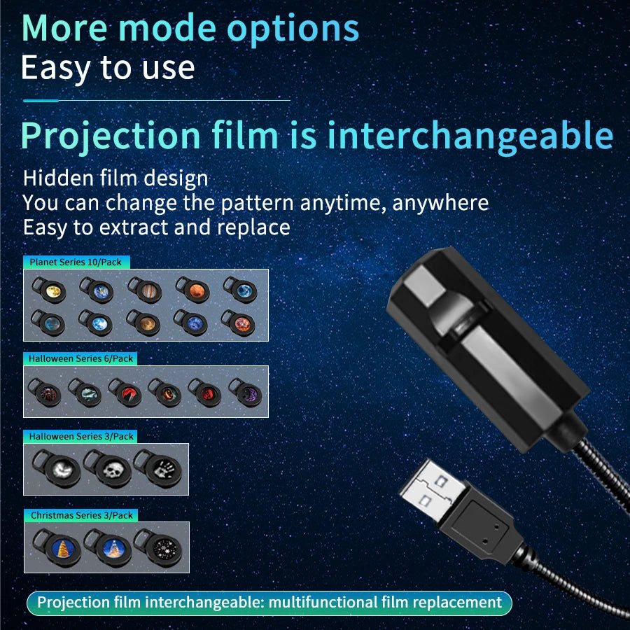 USB Led Night Light Moon Lamp Halloween Christmas Decoration Holiday Ornaments for Bedroom Ceiling Wall Projector Party Lighting