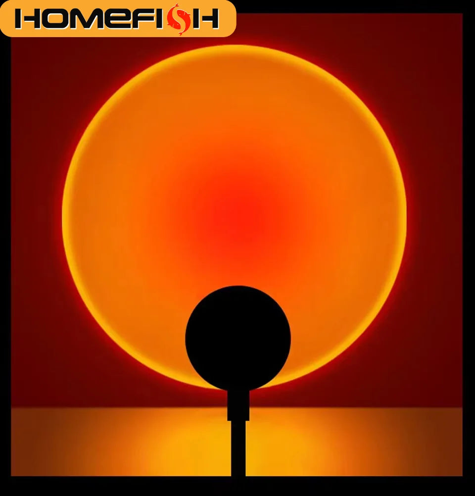 HOMEFISH USB LED Sunset Projector Lamp | Atmosphere Night Light for Home Bedroom Living Room | Birthday Party Photography Decor