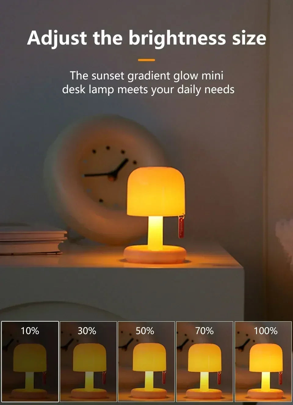 USB Rechargeable LED Table Lamp Mini Sunset Night Light Mushroom Lamp Desk Bedroom Bedside Lamps Bar Room Decoration Mood Light