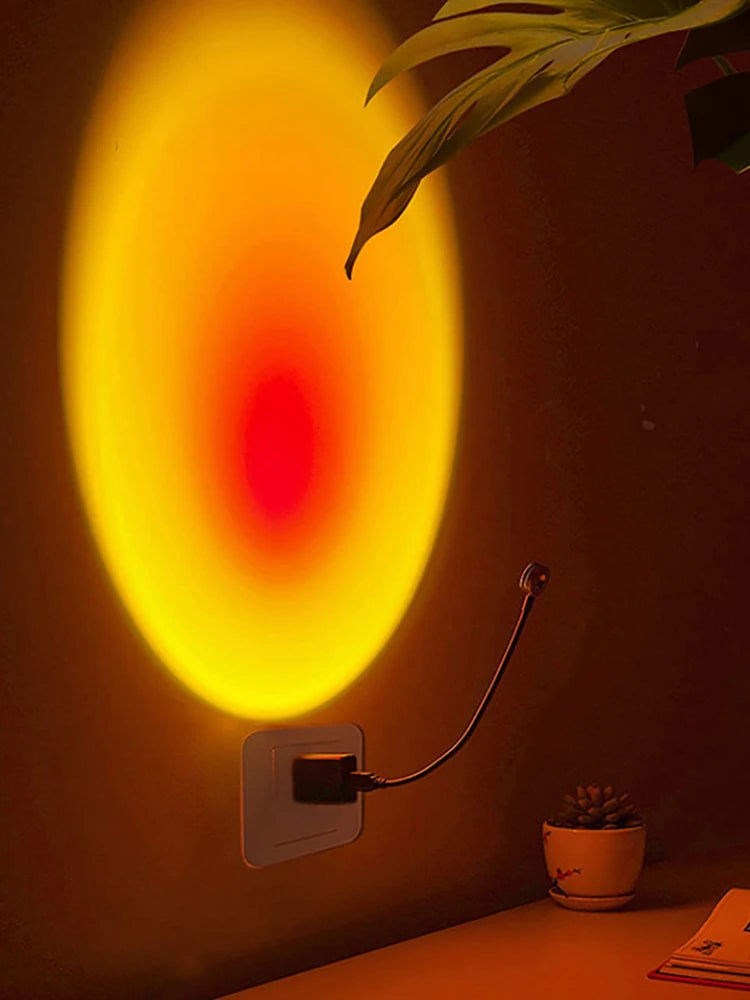 Atmosphere Lighting for Bedroom Home Room Decor Gift 1x USB Sunset Lamp LED Rainbow Neon Night Light Projector Photography Wall