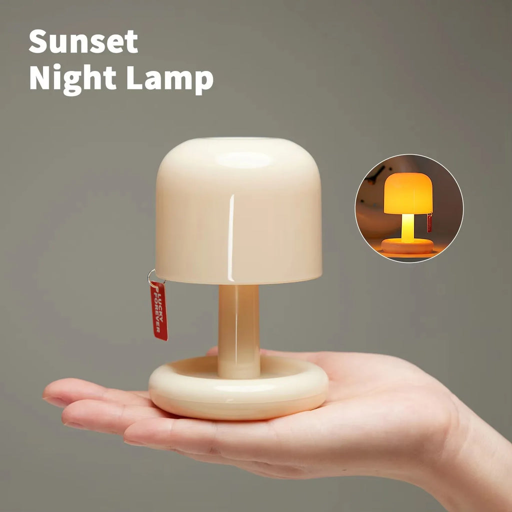 Rechargeable Mushroom Touch Sensor Night Light Creative Sunset Table Lamp For Bedroom Coffee Bar Ambient Mood Desk Night Lamp
