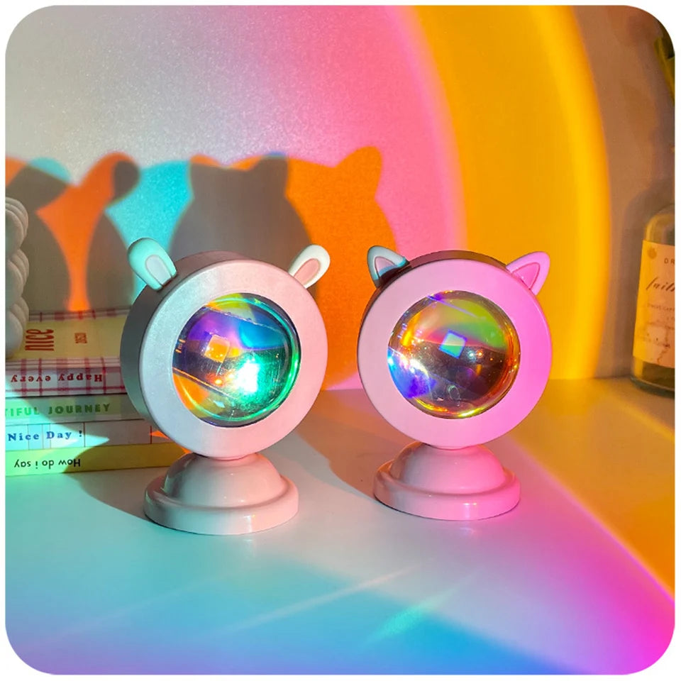 Mini Animal USB Sunset Lamp Led Projector Night Light Table Cat Style Atmosphere Home Bedroom Background Wall Decoration Gift