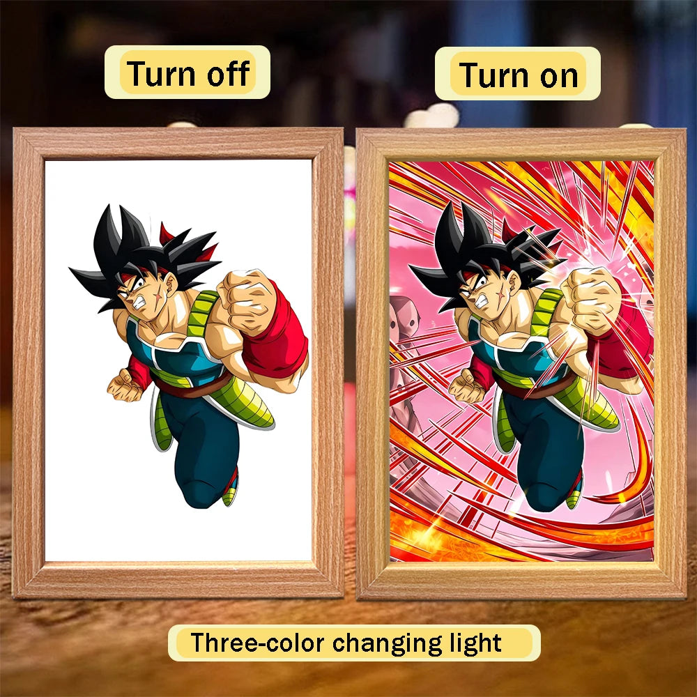 Anime character dragon pearl lamp painting photo frame, Goku Vegeta Led night light bedroom decoration gift moon lamp